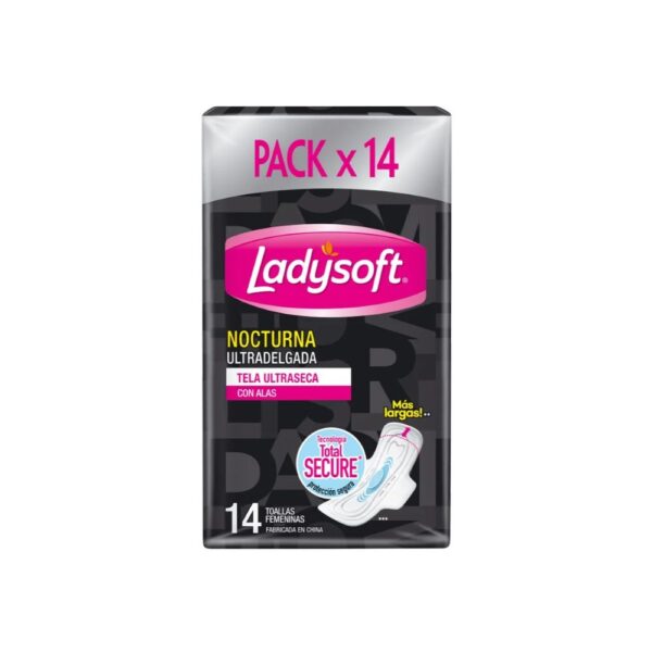Toalla Femenina Nocturna UD Tela Seca 14 Unidades Ladysoft